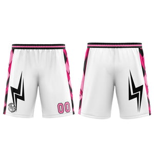 Uniforme de baloncesto personalizado blanco y rosa con tu logotipo-nombre y número impresos