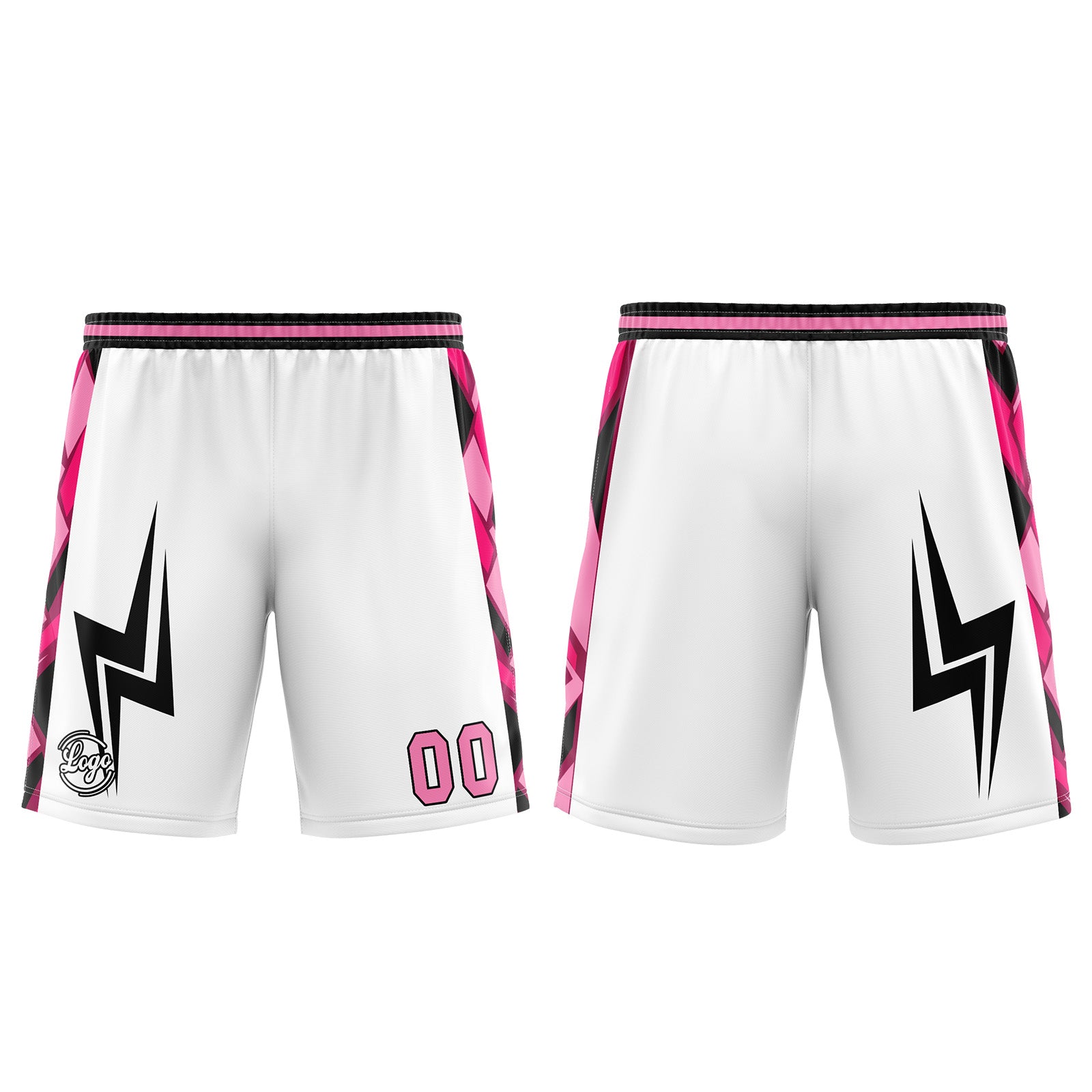 Uniforme de baloncesto personalizado blanco y rosa con tu logotipo-nombre y número impresos