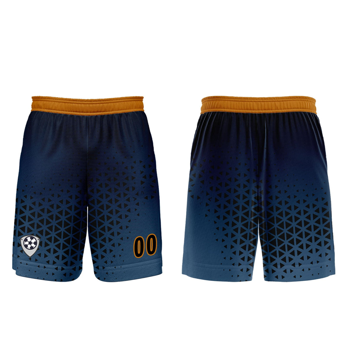 Conjunto personalizado de camiseta de uniforme azul y naranja para niños y adultos