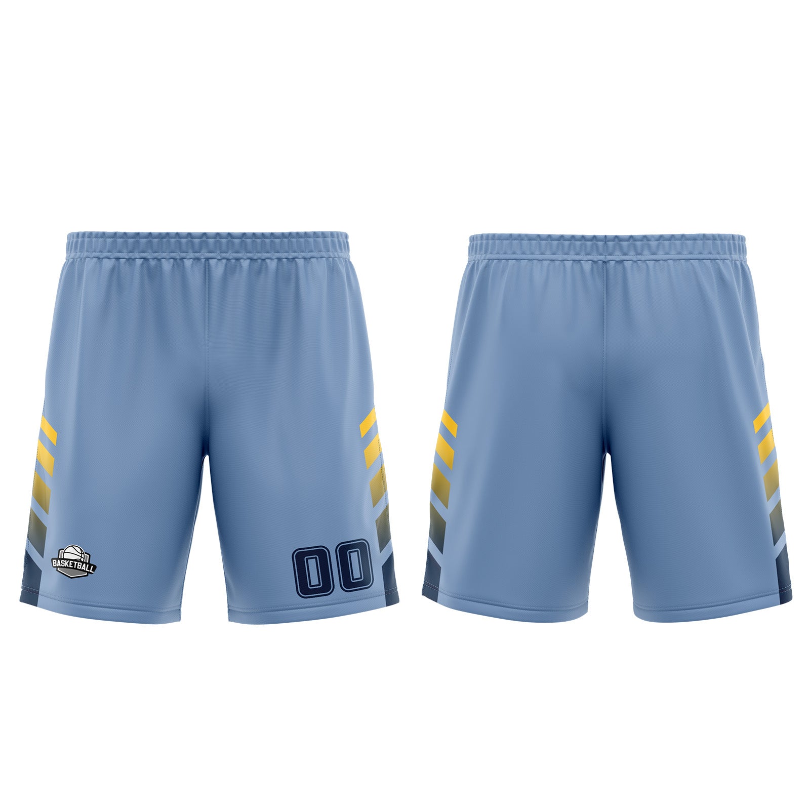 Uniforme de baloncesto personalizado azul y amarillo con tu logotipo-nombre y número impresos