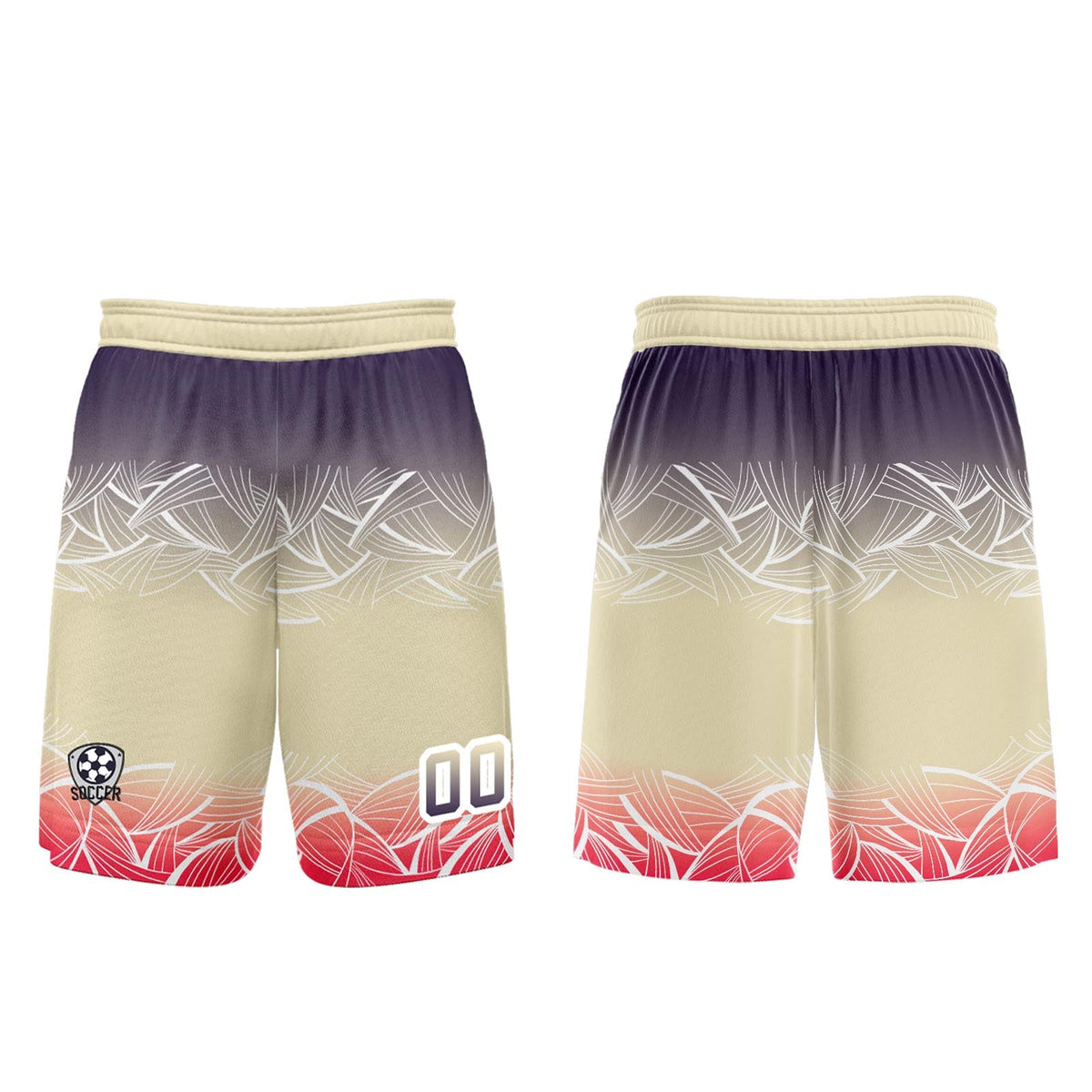Conjunto personalizado de camiseta de fútbol beige y morado para niños y adultos