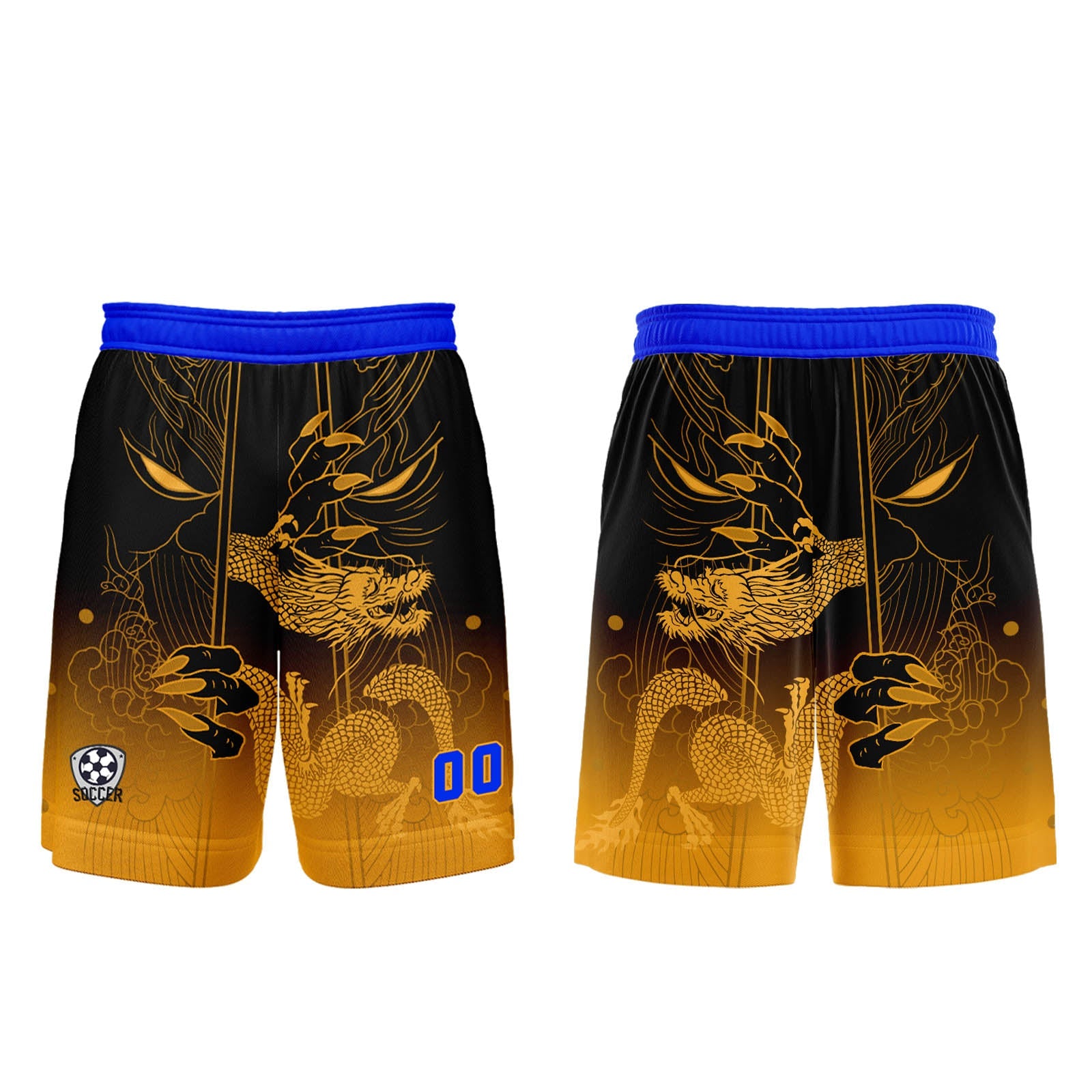 Conjunto personalizado de camiseta y uniforme amarillo y azul para niños y adultos