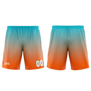 Uniforme de baloncesto personalizado en naranja y cian con tu logotipo-nombre y número impresos