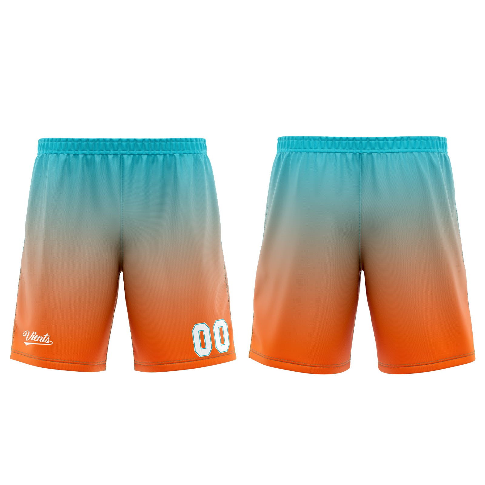 Uniforme de baloncesto personalizado en naranja y cian con tu logotipo-nombre y número impresos