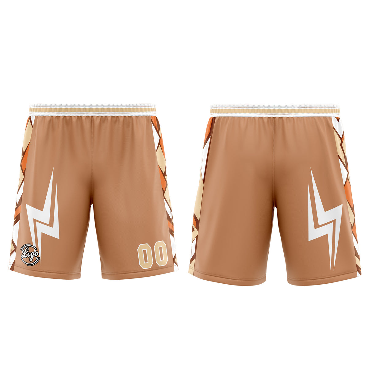 Uniforme de baloncesto personalizado en marrón y blanco con tu logotipo-nombre y número impresos