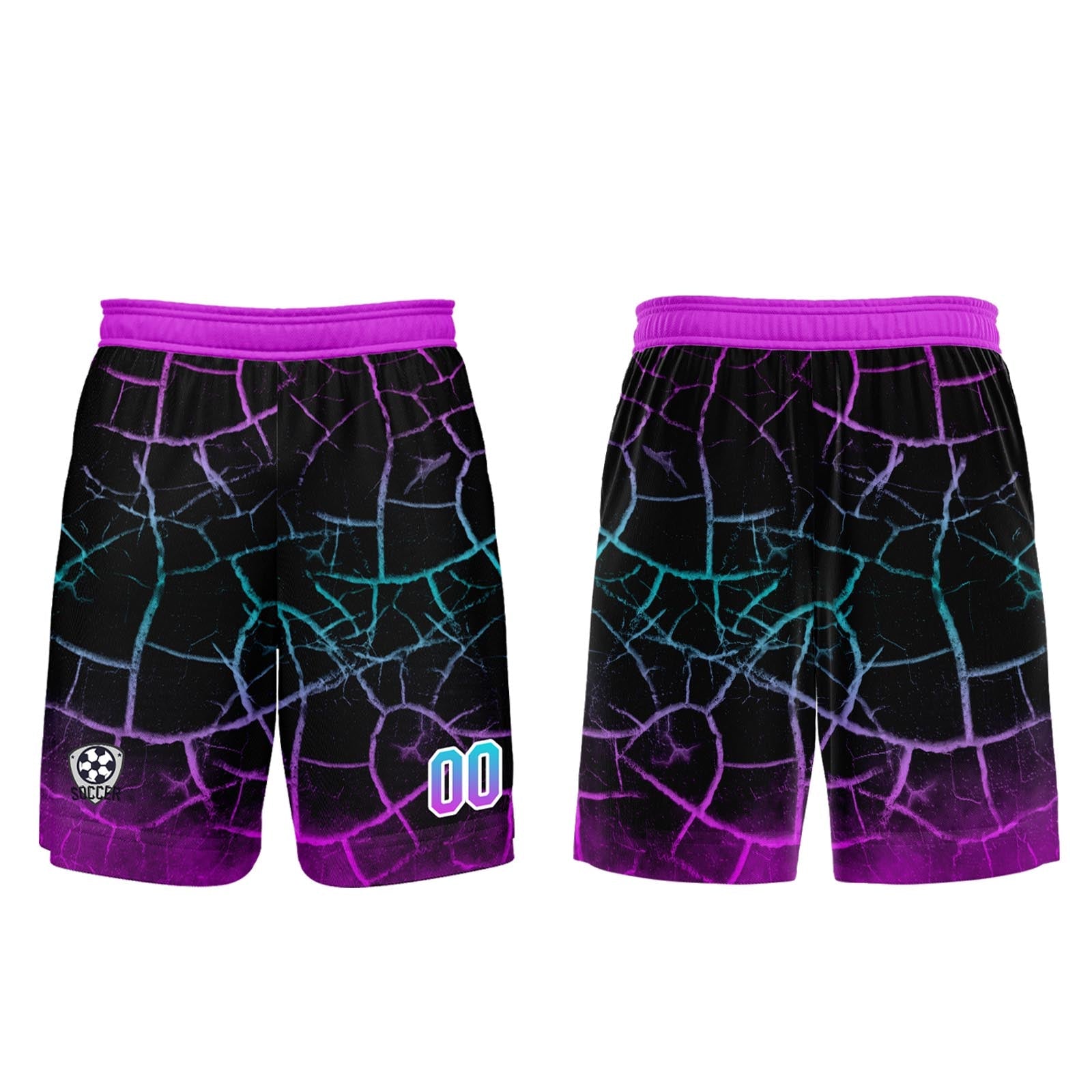 Conjunto personalizado de camiseta de fútbol negra y morada para niños y adultos