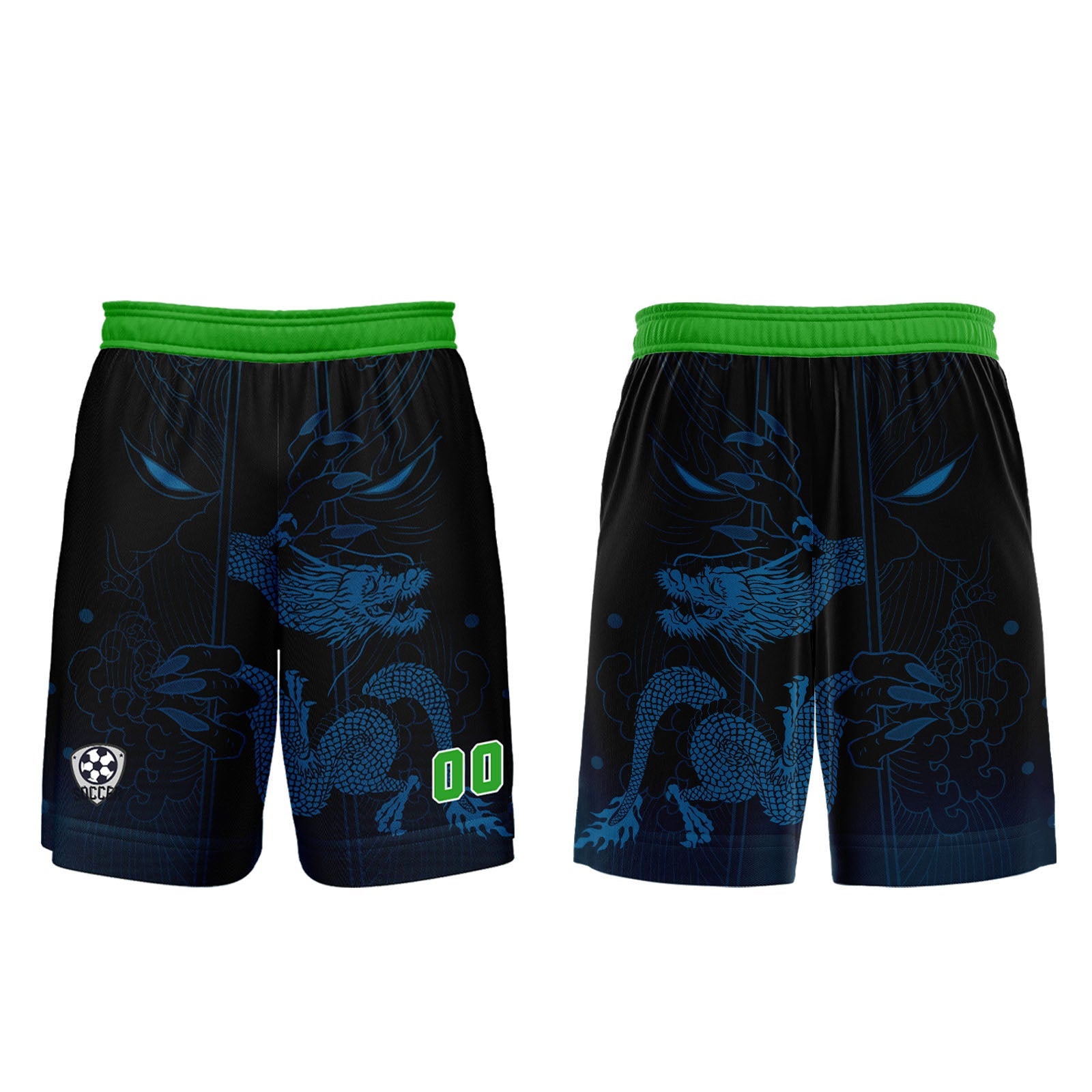 Conjunto personalizado de camiseta de uniforme azul y verde para niños y adultos