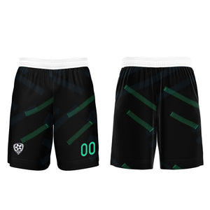 Conjunto personalizado de camiseta de fútbol negra y verde hierba para niños y adultos