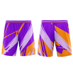 Uniforme de baloncesto personalizado de color morado y naranja con tu logotipo-nombre y número impresos
