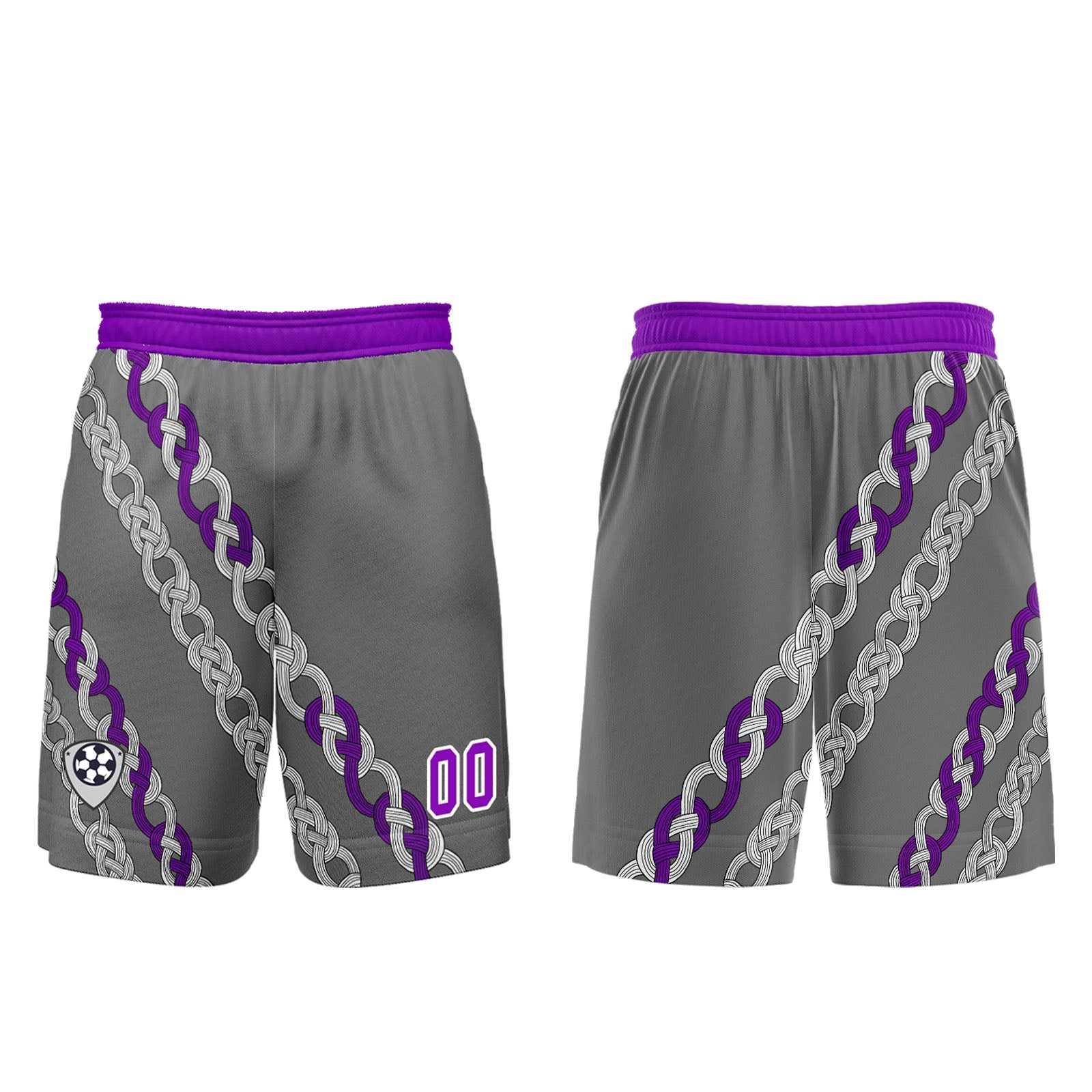 Conjunto personalizado de camiseta de uniforme gris violeta para niños y adultos