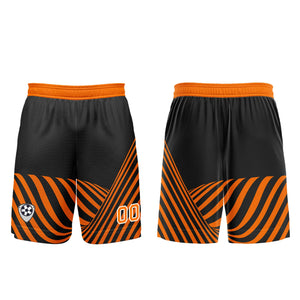 Conjunto personalizado de camiseta de uniforme negra y naranja para niños y adultos