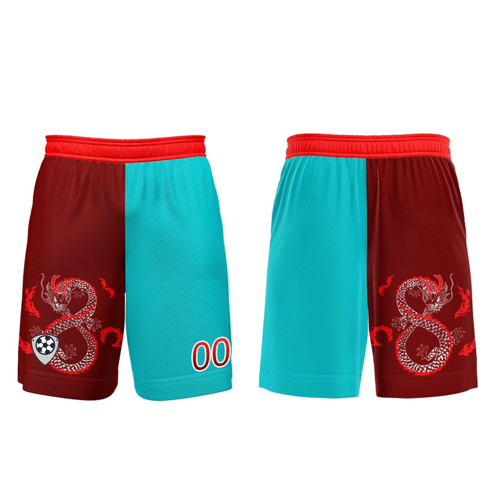 Conjunto personalizado de camiseta & uniforme rojo y azul para niños y adultos