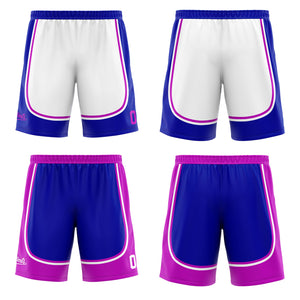 Traje de baloncesto reversible azul y morado personalizado para adultos y niños