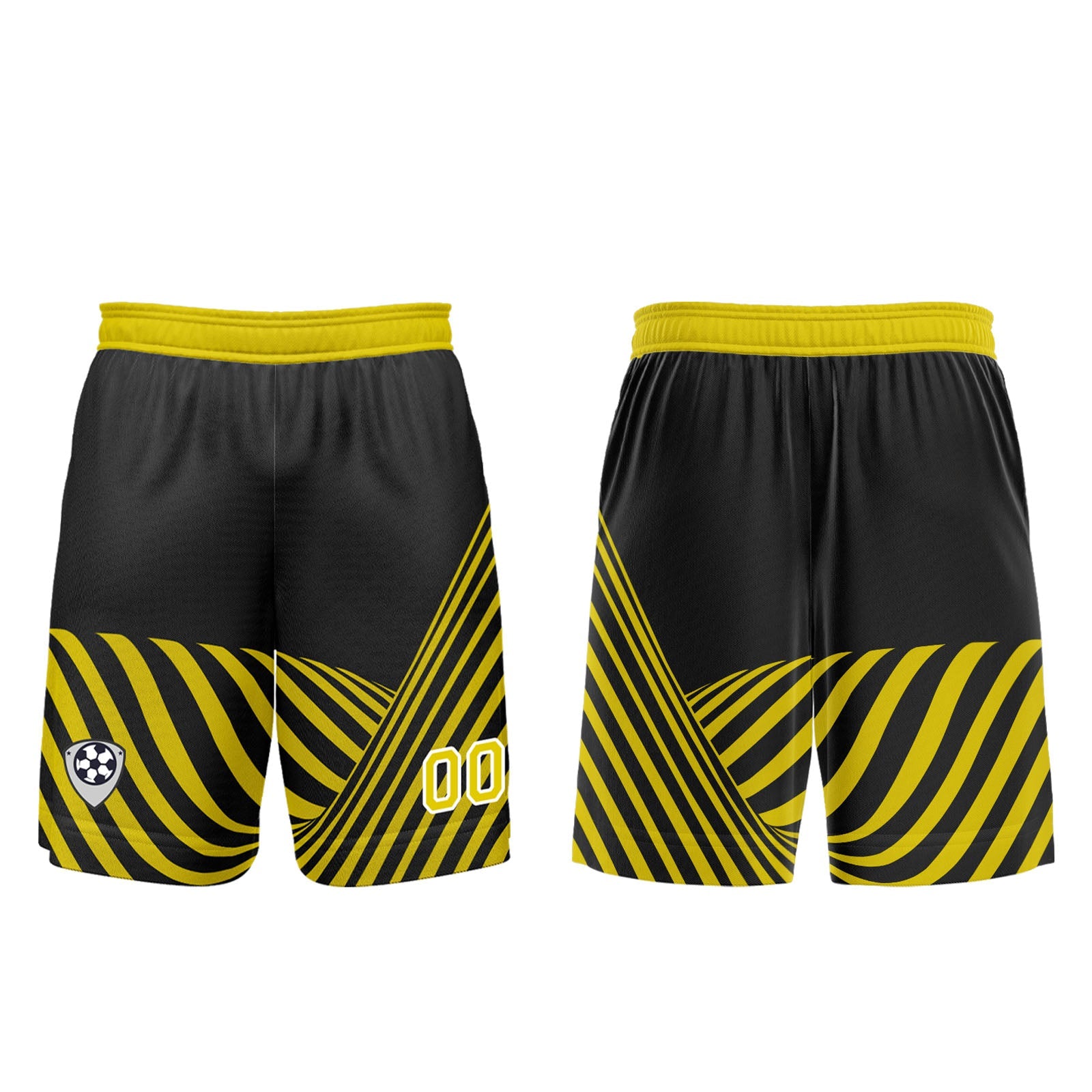 Conjunto personalizado de camiseta de uniforme negra y amarilla para niños y adultos