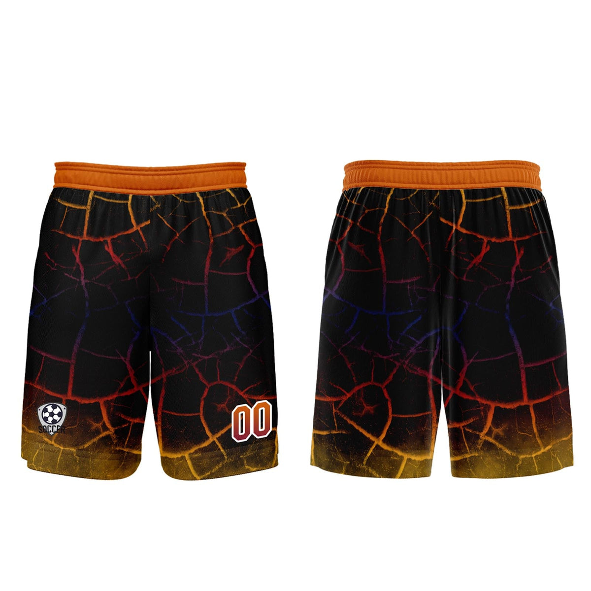 Conjunto personalizado de camiseta de fútbol negra y naranja para niños y adultos