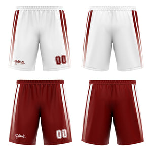 Traje de baloncesto reversible personalizado en color burdeos y blanco para adultos y niños