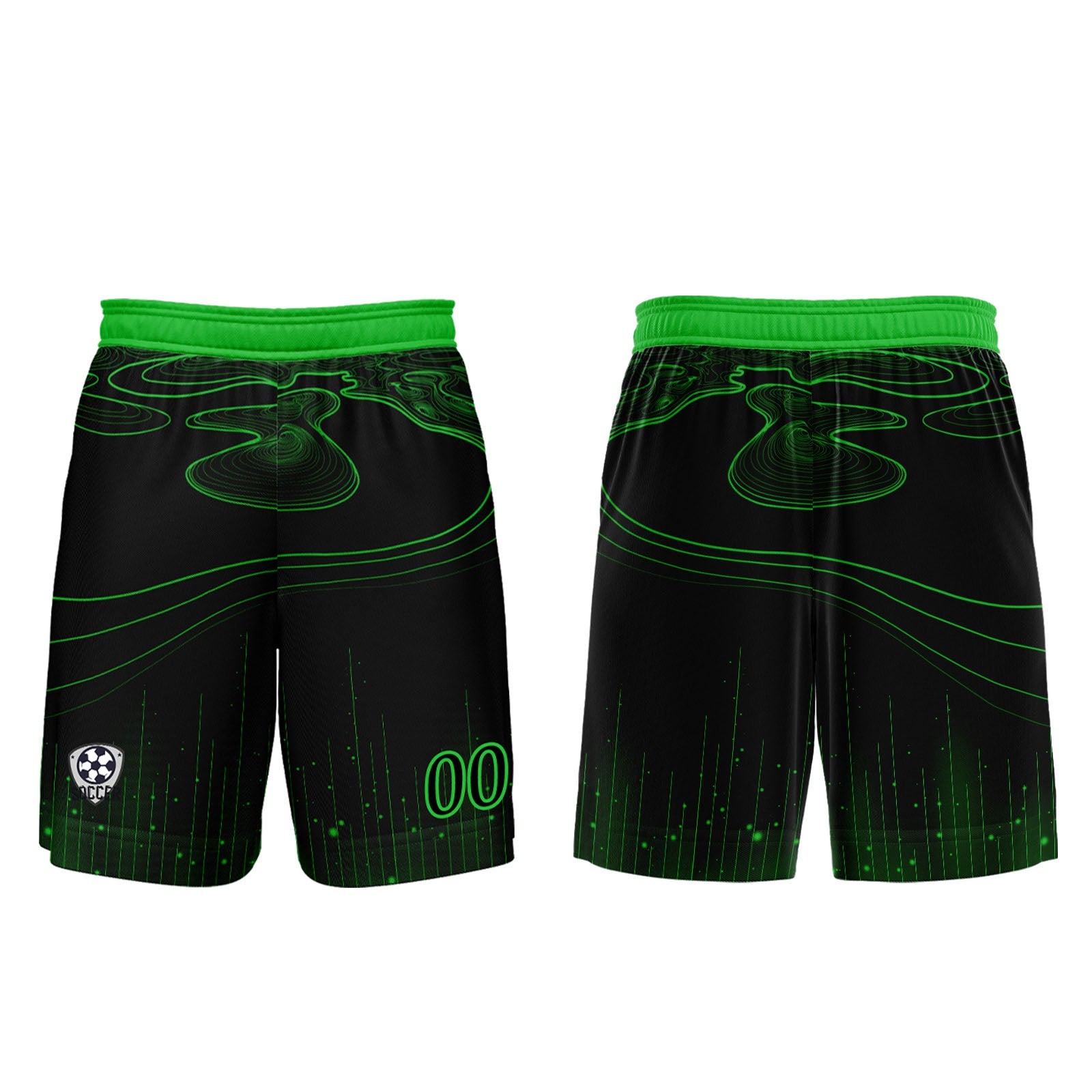 Conjunto personalizado de camiseta de fútbol negra y verde para niños y adultos