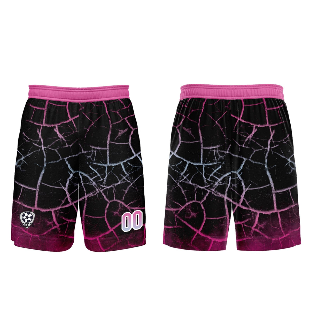 Conjunto personalizado de camiseta de fútbol negra y rosa para niños y adultos