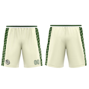 Uniforme de baloncesto personalizado color crema y verde con tu logotipo-nombre y número impresos