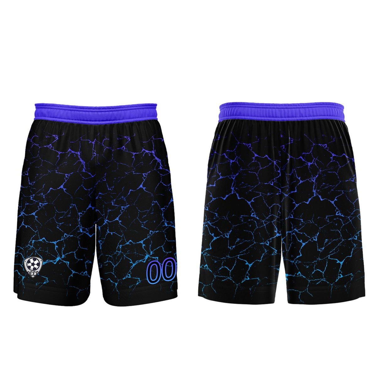 Conjunto personalizado de camiseta de fútbol negra y azul para niños y adultos