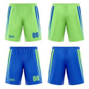 Traje de baloncesto reversible azul y verde personalizado para adultos y niños
