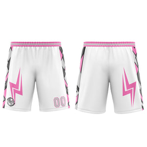 Uniforme de baloncesto personalizado en blanco-gris y rosa con tu logotipo-nombre y número impresos