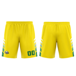 Uniforme de baloncesto personalizado amarillo y verde con tu logotipo-nombre y número impresos