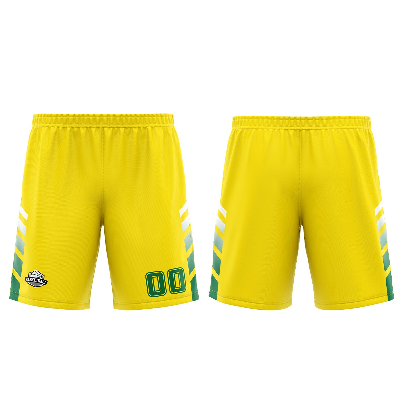 Uniforme de baloncesto personalizado amarillo y verde con tu logotipo-nombre y número impresos
