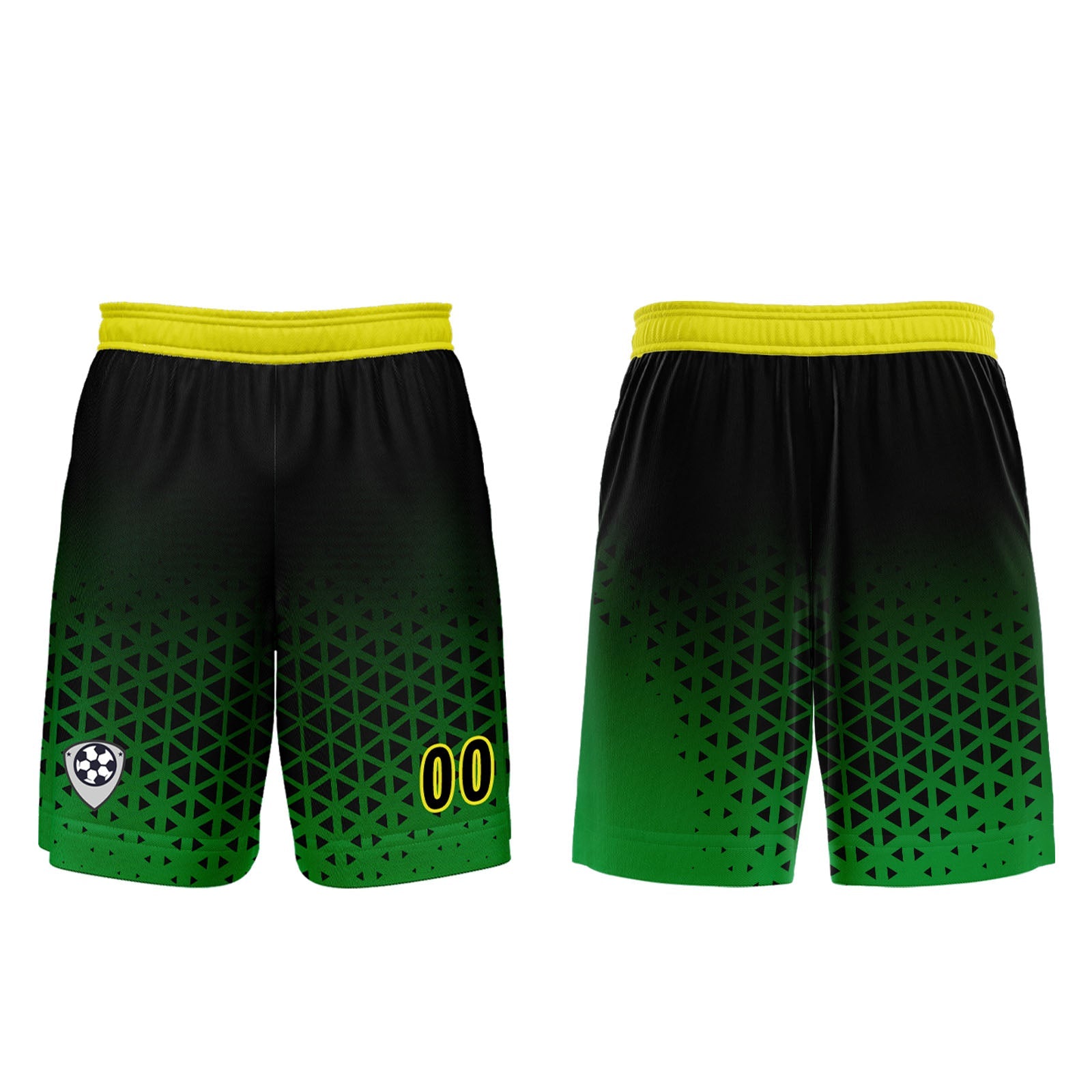 Conjunto personalizado de camiseta de uniforme verde y amarillo para niños y adultos