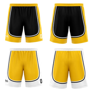 Traje de baloncesto reversible negro y amarillo personalizado para adultos y niños