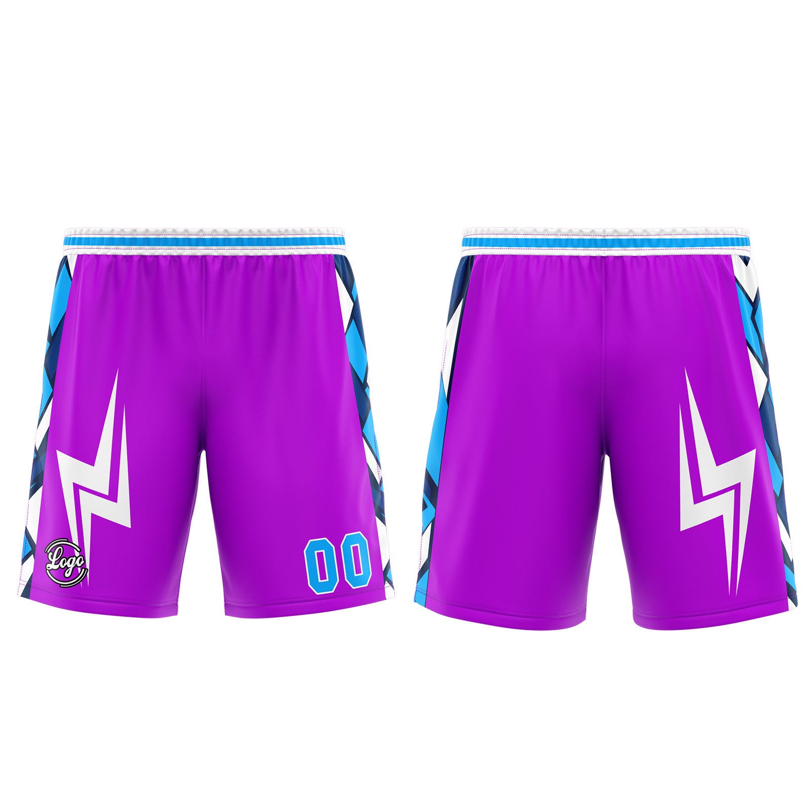 Uniforme de baloncesto personalizado en color morado y azul con tu logotipo-nombre y número impresos