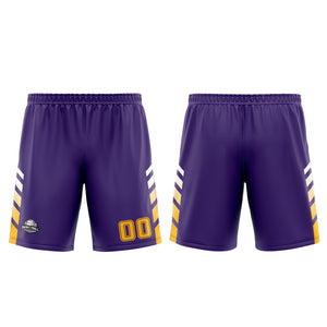 Uniforme de baloncesto personalizado en color morado y amarillo con tu logotipo-nombre y número impresos