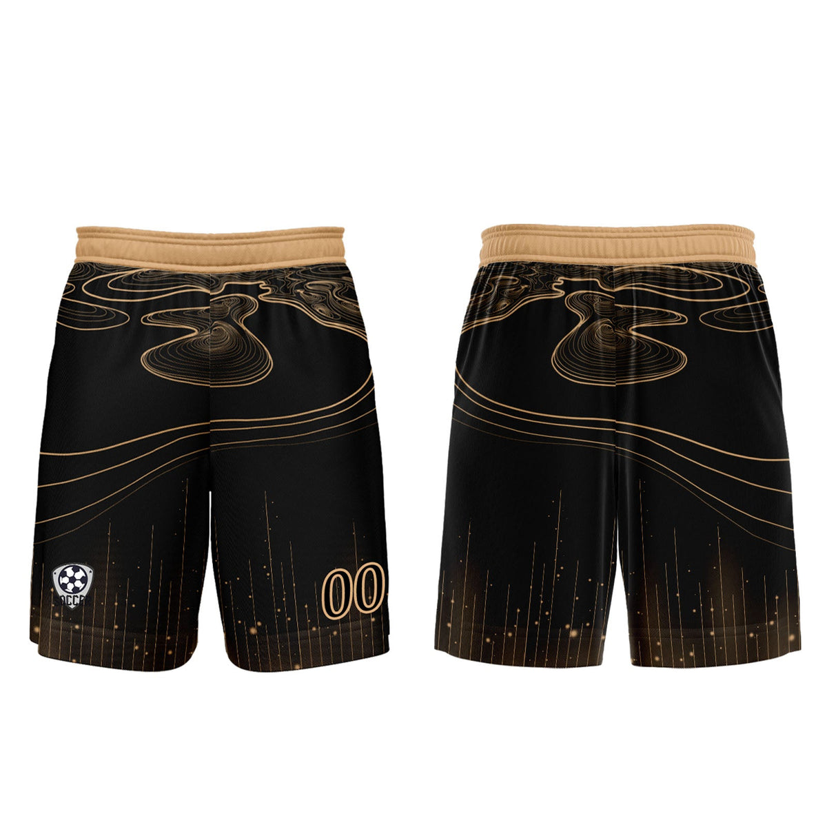 Conjunto personalizado de camiseta de fútbol negra y marrón claro para niños y adultos