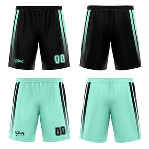 Traje de baloncesto reversible negro y verde claro personalizado para adultos y niños
