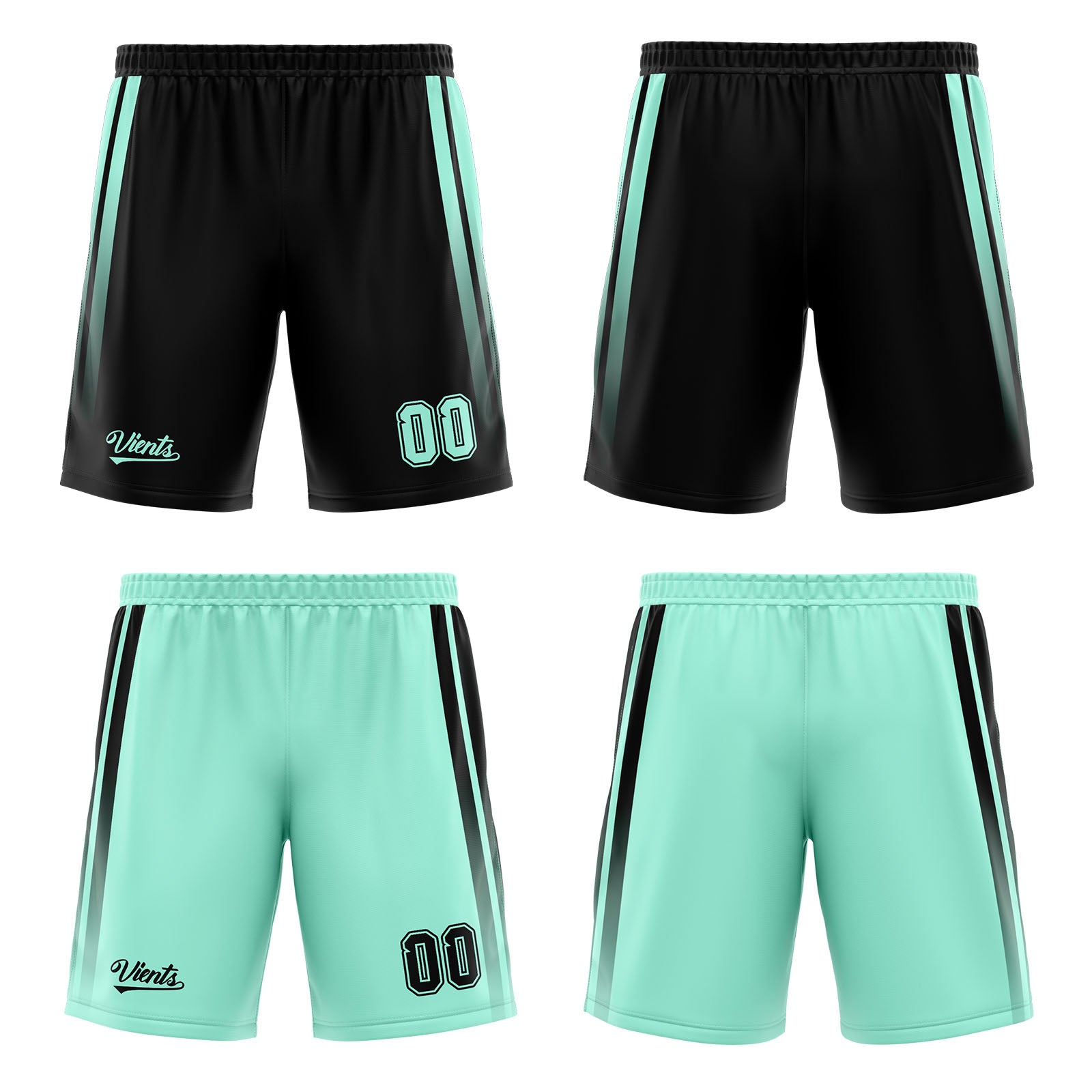 Traje de baloncesto reversible negro y verde claro personalizado para adultos y niños