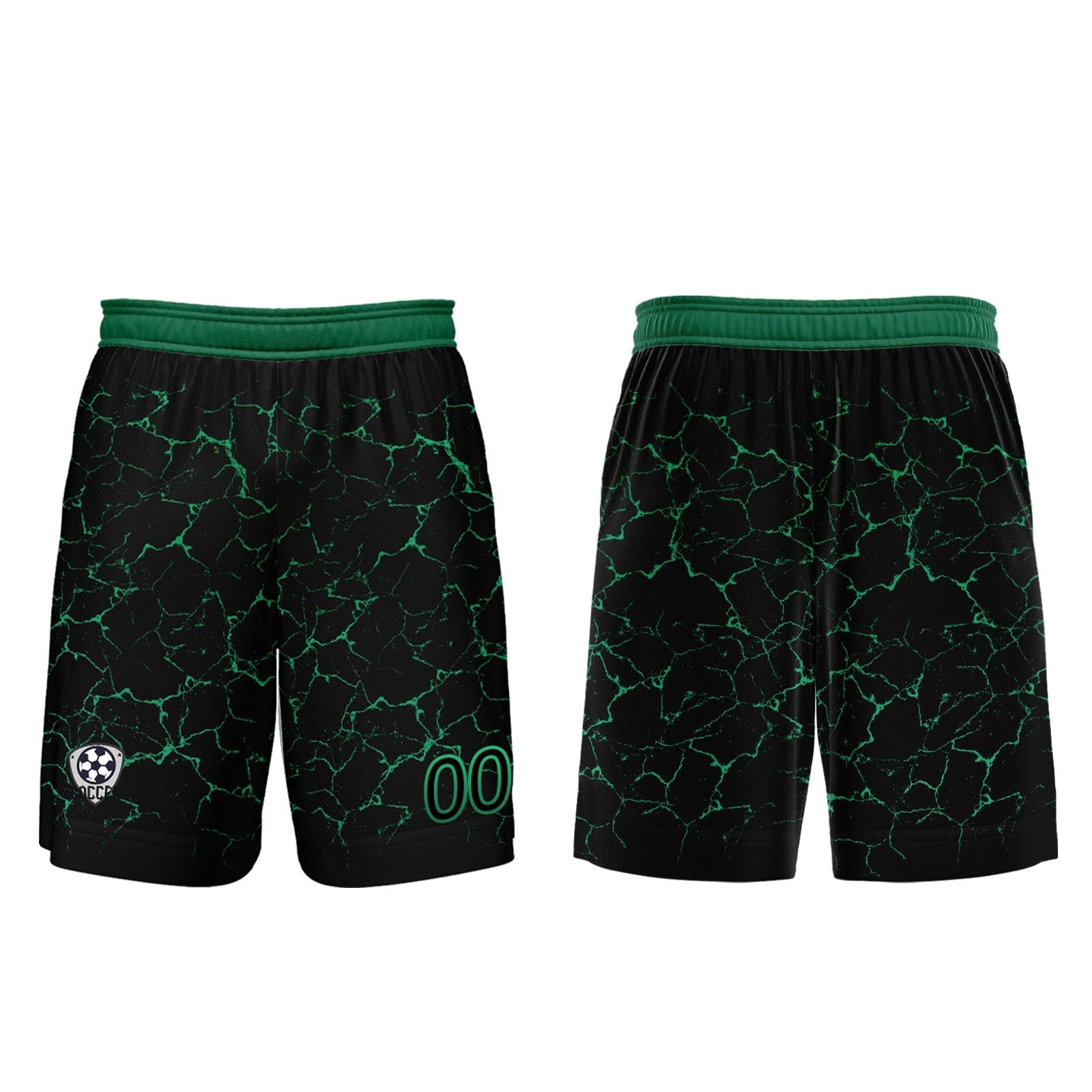 Conjunto personalizado de camiseta de fútbol negra y verde para niños y adultos