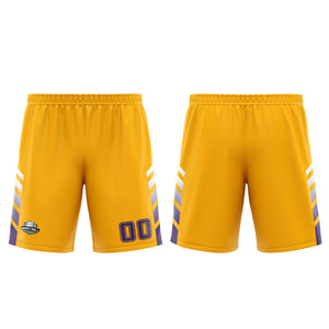 Uniforme de baloncesto personalizado amarillo y morado con tu logotipo-nombre y número impresos