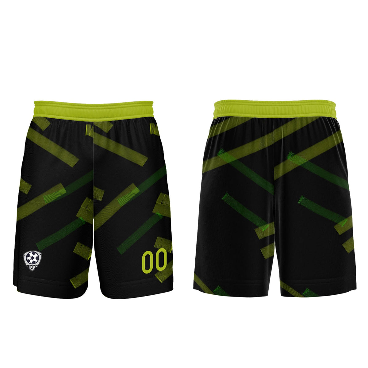 Conjunto personalizado de camiseta de fútbol negra & amarilla y verde para niños y adultos