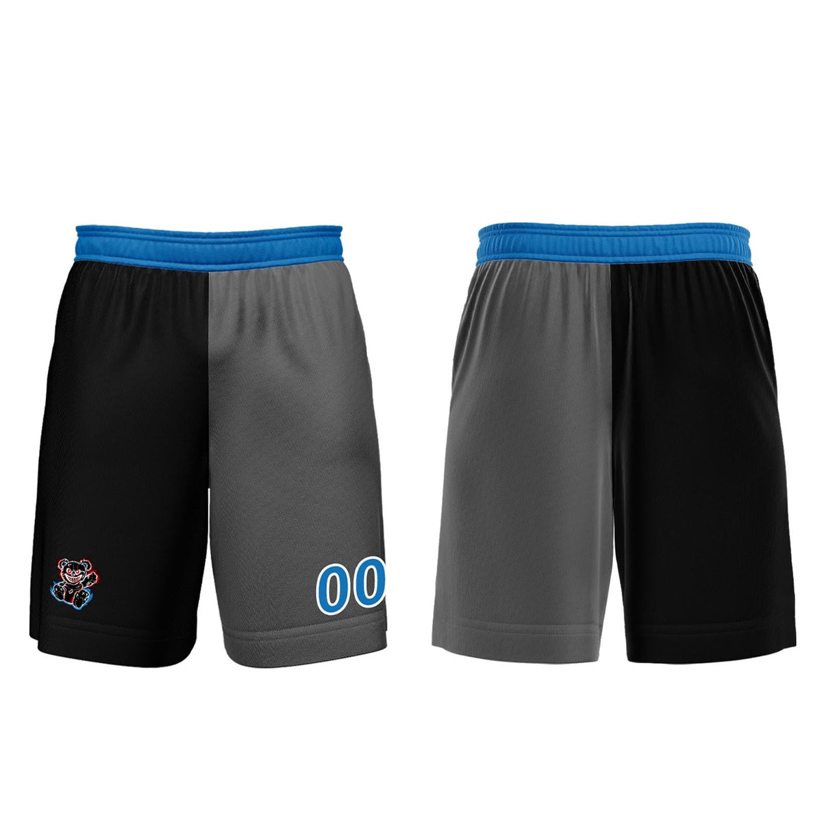 Conjunto personalizado de camiseta de fútbol negra y azul para niños y adultos