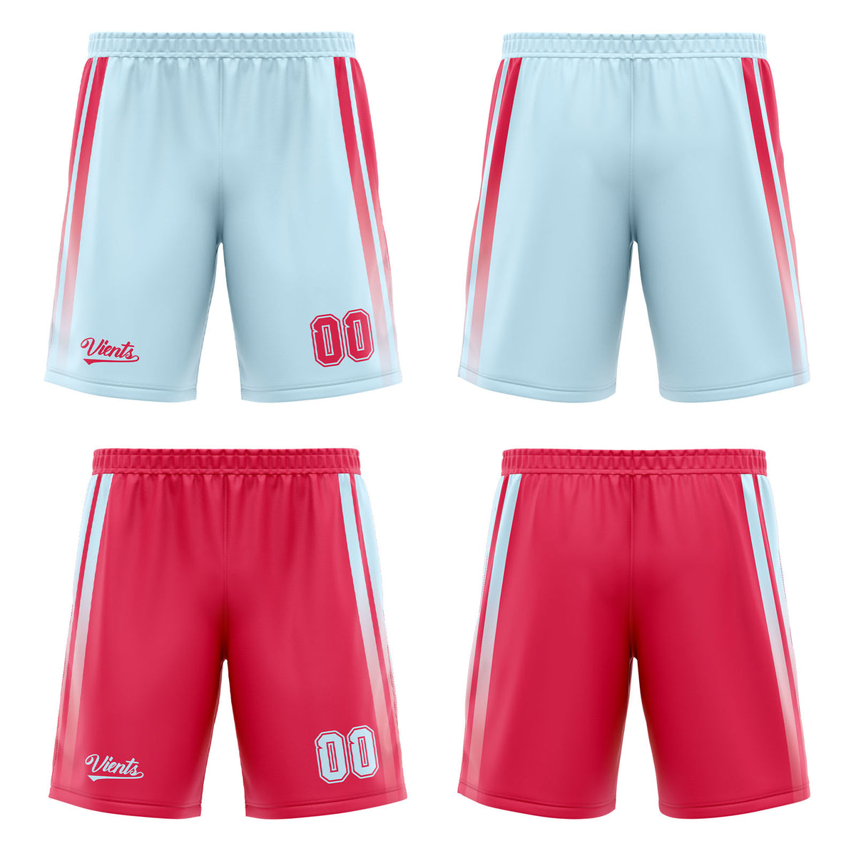 Traje de baloncesto reversible rojo claro personalizado para adultos y niños