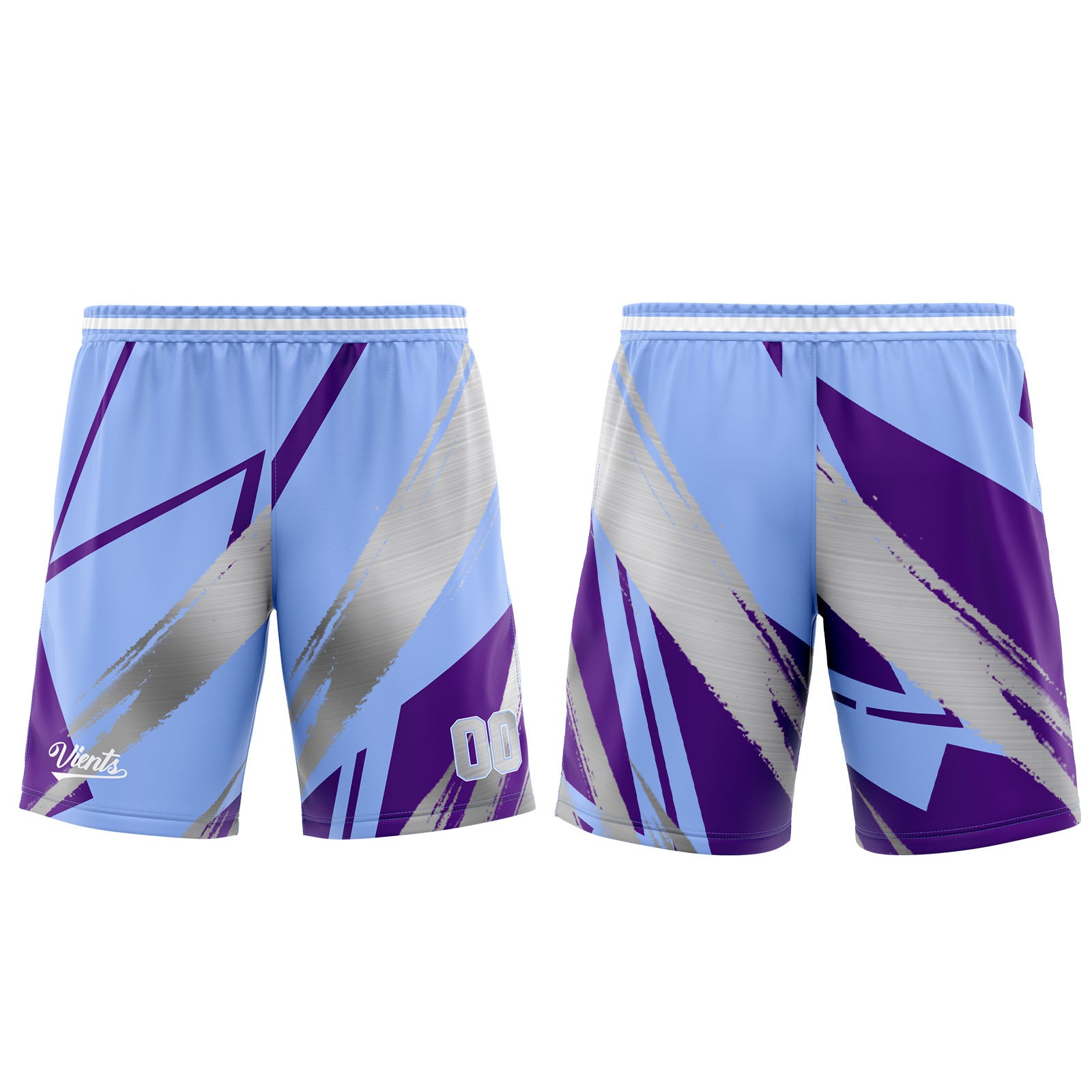 Uniforme de baloncesto personalizado en azul-morado y gris con tu logotipo-nombre y número impresos