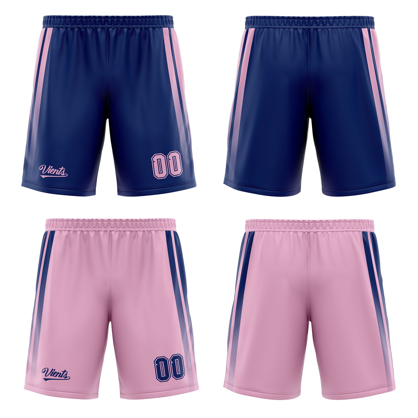 Traje de baloncesto reversible azul marino y rosa personalizado para adultos y niños