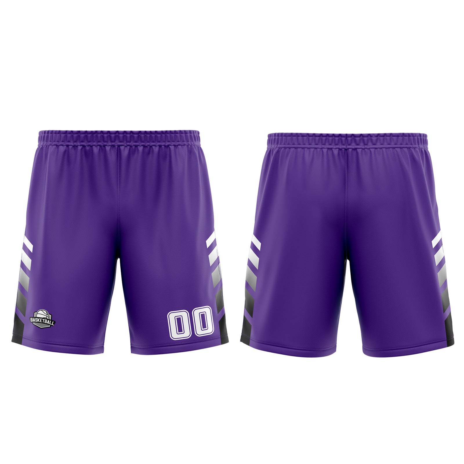 Uniforme de baloncesto personalizado morado y blanco con tu logotipo-nombre y número impresos