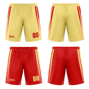 Traje de baloncesto reversible rojo y amarillo personalizado para adultos y niños