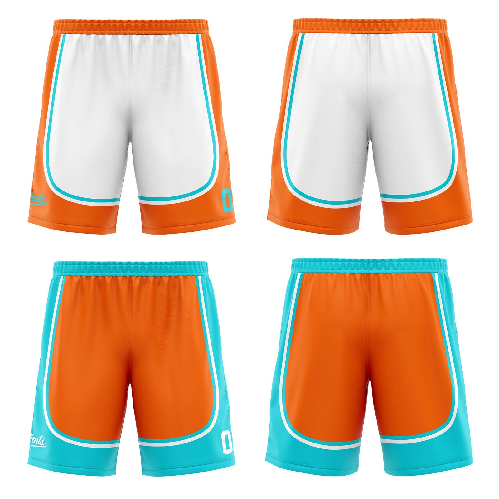 Traje de baloncesto reversible naranja y cian personalizado para adultos y niños