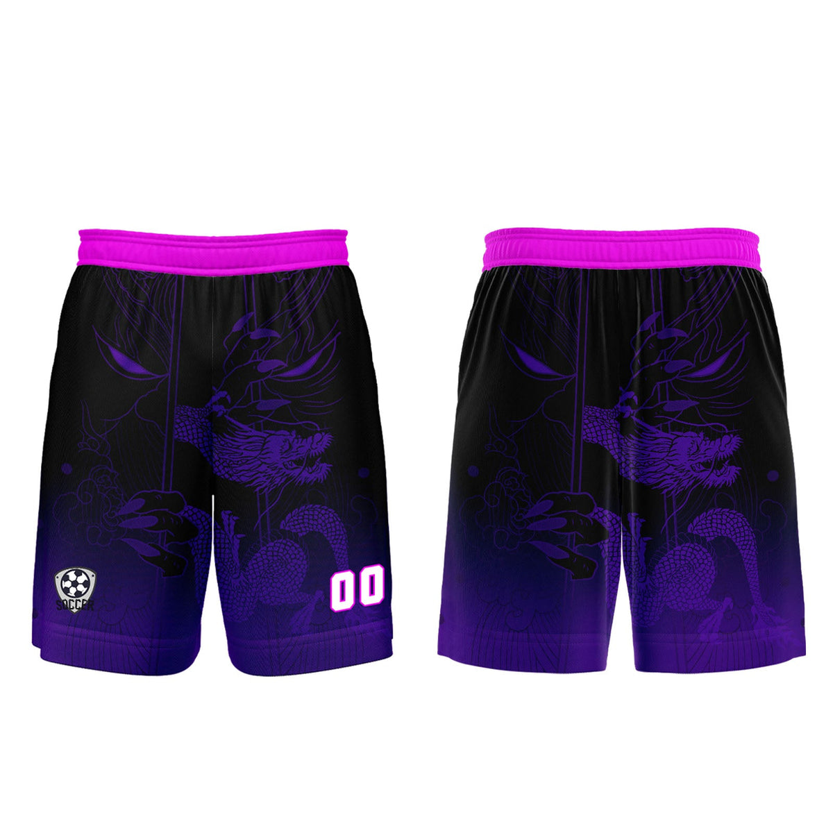 Conjunto personalizado de camiseta de uniforme negra y morada para niños y adultos