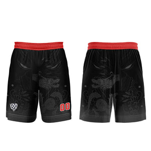 Conjunto personalizado de camiseta de uniforme negra y roja para niños y adultos