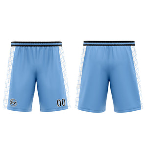 Uniforme de baloncesto personalizado azul claro y negro con tu logotipo-nombre y número impresos