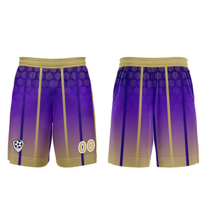 Conjunto personalizado de camiseta de uniforme morado y amarillo para niños y adultos