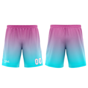 Uniforme de baloncesto personalizado azul claro y rosa con tu logotipo-nombre y número impresos